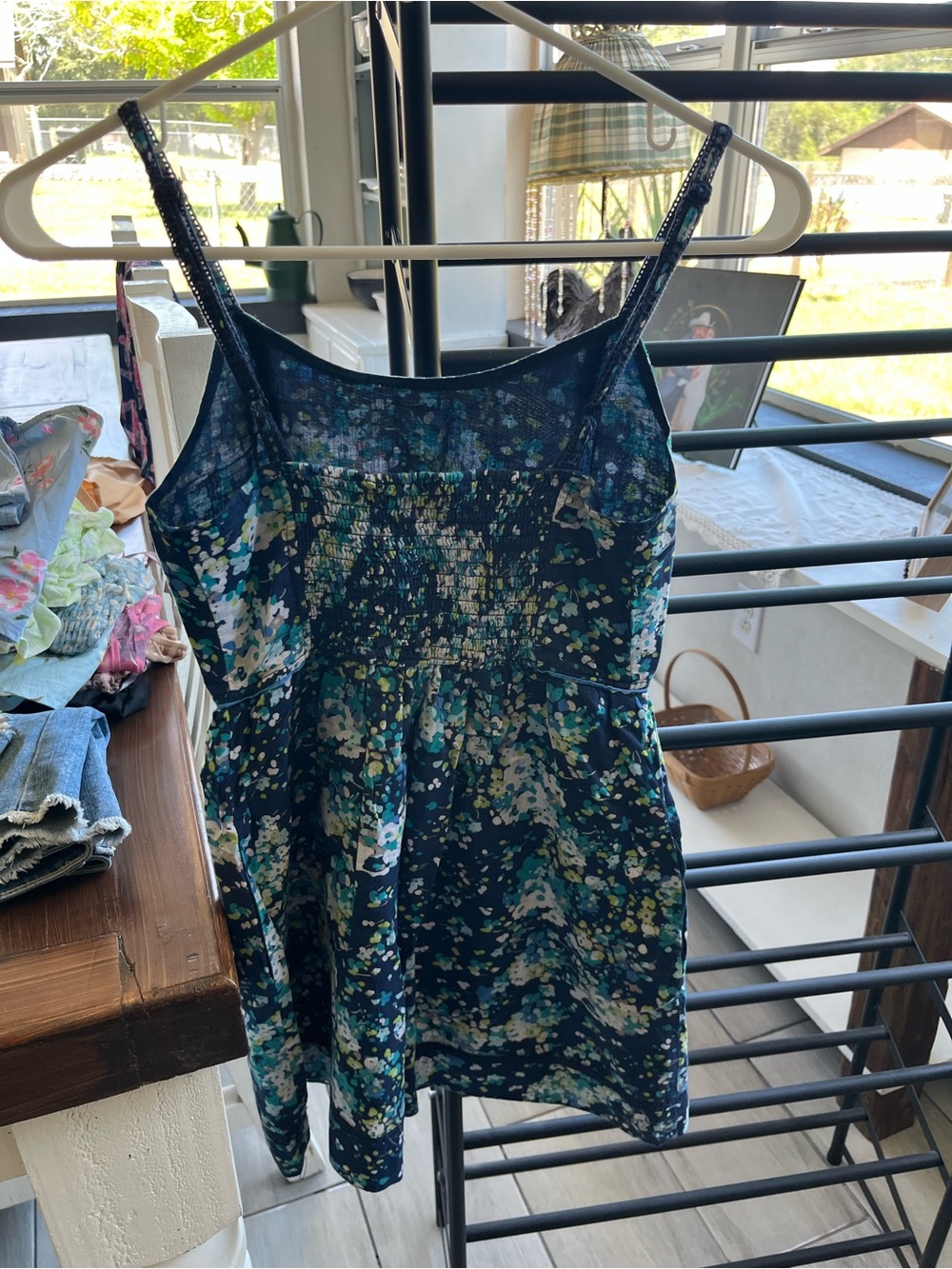 Aeropostale Navy Floral Smocked Cami